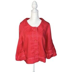 Mandarin Blue Women’s Coral Blazer 100% Linen Trim Detail Lined